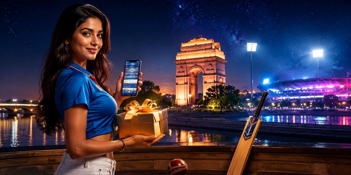 Delhi India Gate cricket fans enjoying sports betting on mobile