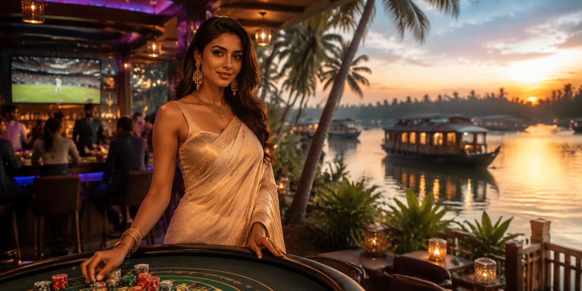 The iconic Kerala backwaters with lottery players